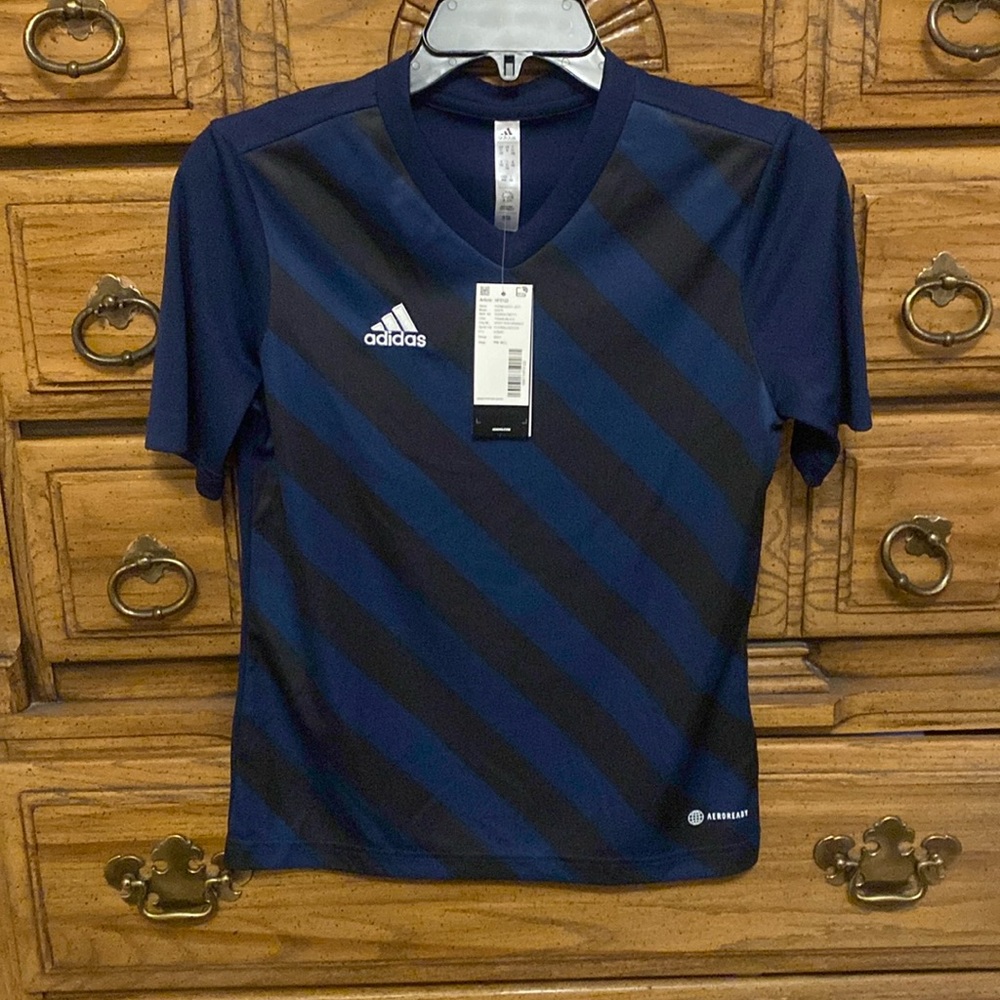 Adidas Sport Performance Soccer Jersey Blue/Black Youth Medium